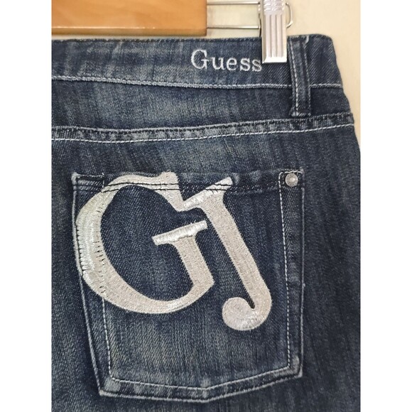 Guess Jeans Low Rise Bootcut Womens Size 30 Big Logo Embroidered Dark Wash Y2K - Picture 7 of 10